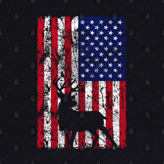 Whitetail Deer Hunting Animal Lover American Flag by Meow_My_Cat